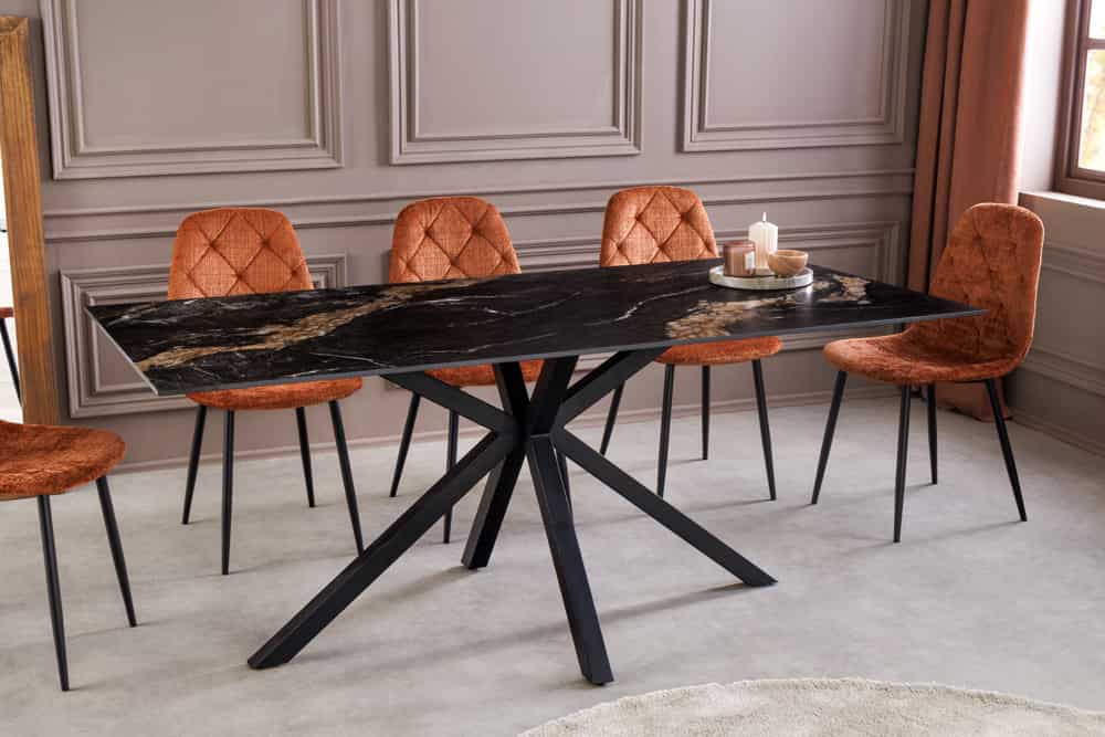 Moderner Esstisch GALAXIE 180cm Aurora Oro schwarz gold sand Keramik