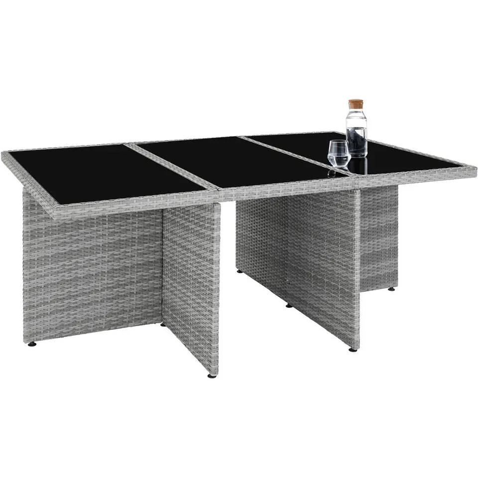 tectake - tuinset New York - wicker - lichtgrijs