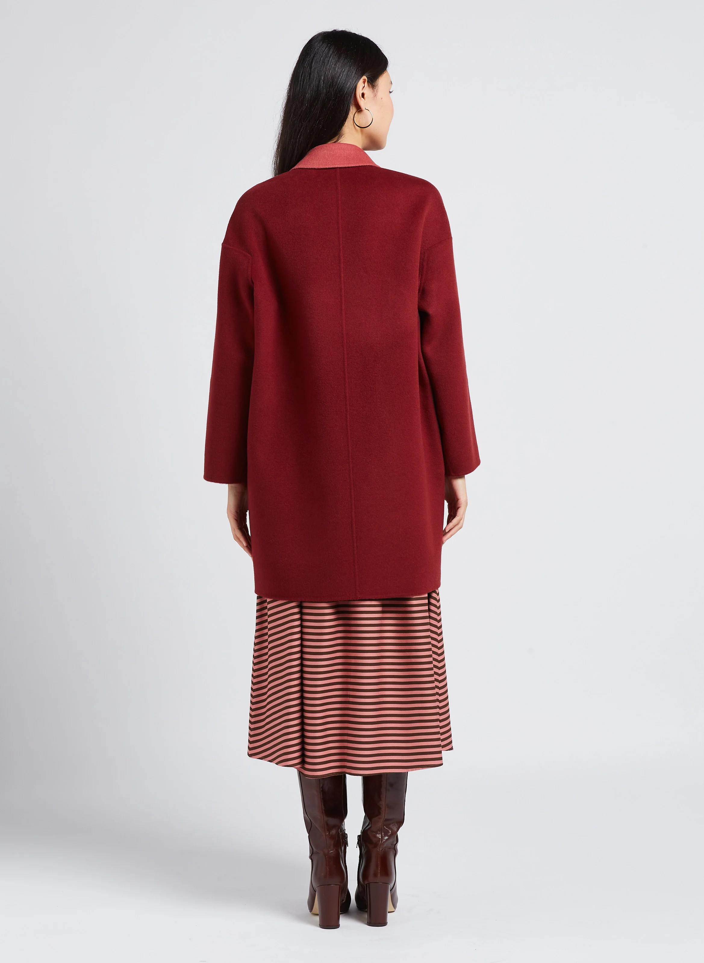 FASE - Jupe midi rayée| Rose