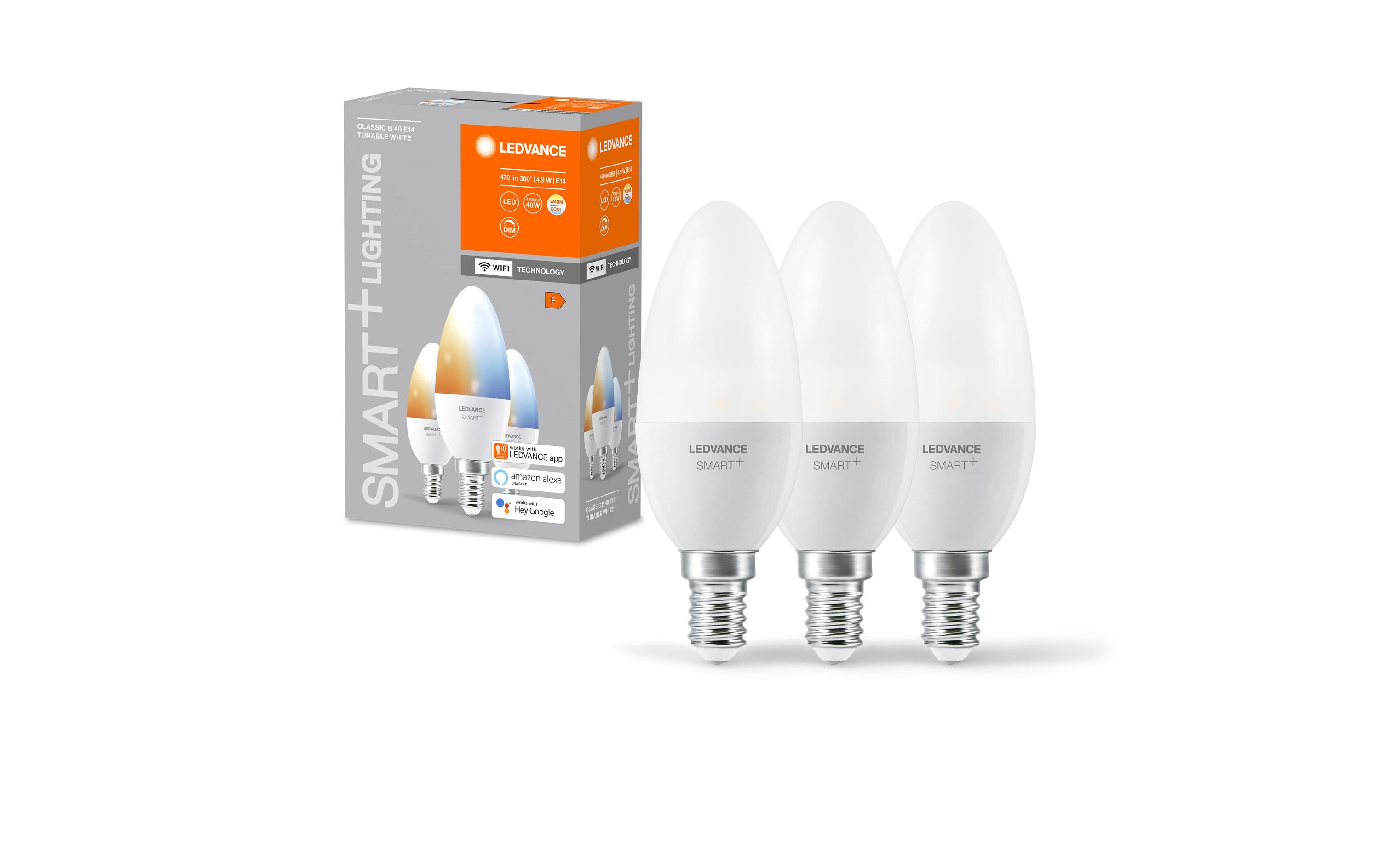 Leuchtmittel SMART+ WiFi Candle B40, E14, TW, 3 StückKlassische Kerzenform mit WiFi-Technologie