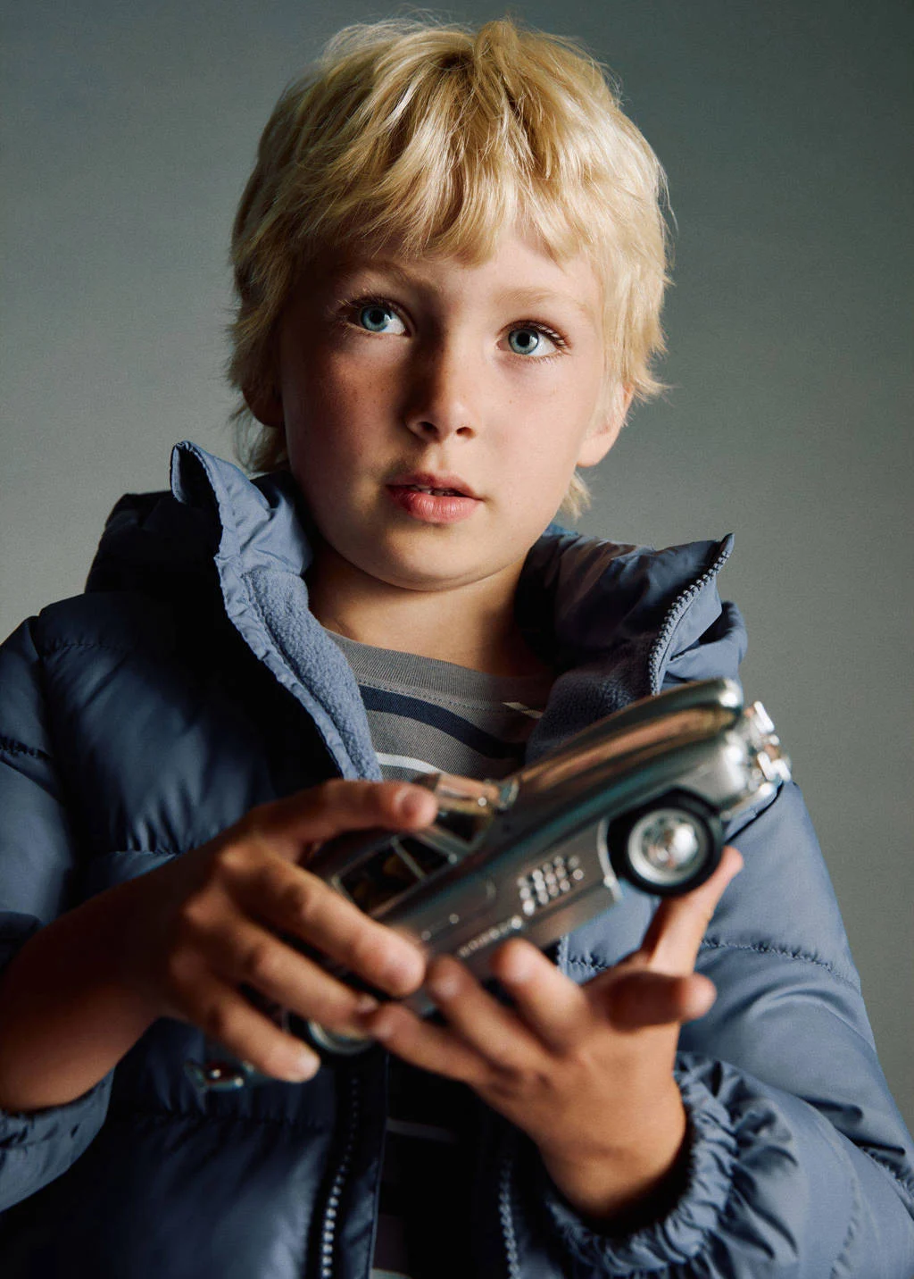 Mango Kids gewatteerde jas winter lichtblauw