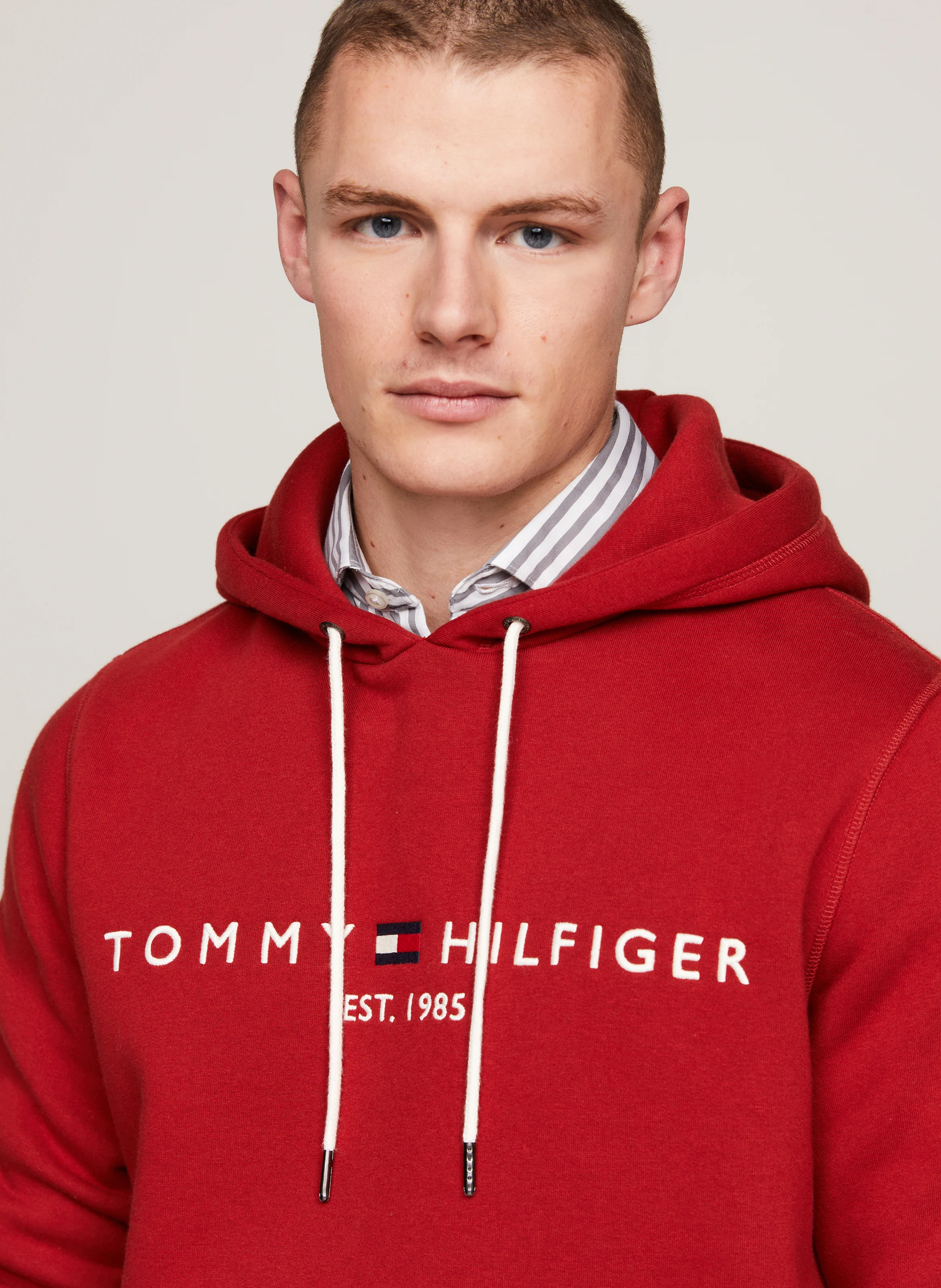 Sweat à capuche regular-fit en coton mélangé | Rouge