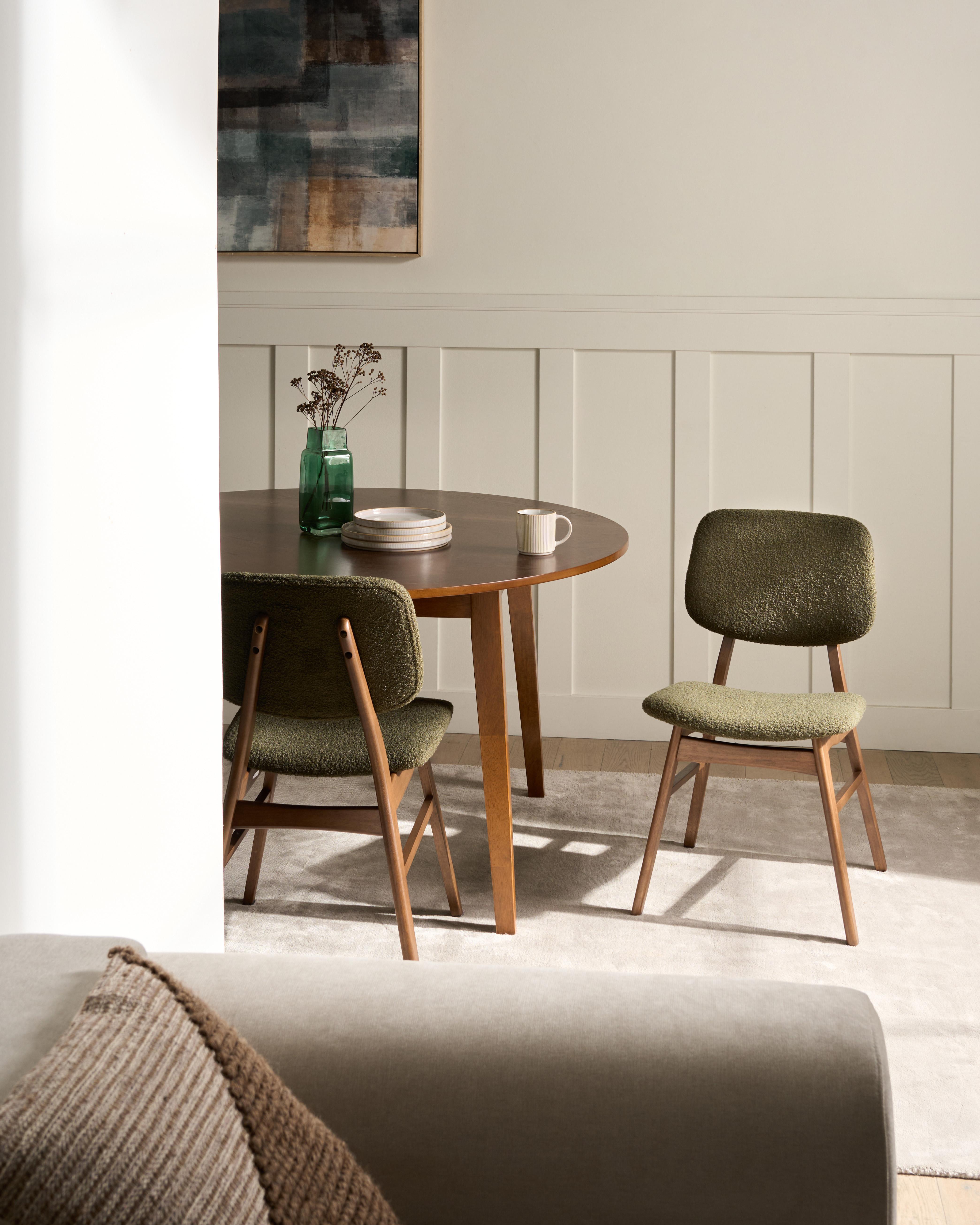 Set van 2 eetkamerstoelen ELAINE Hout Donkerbruin/groen