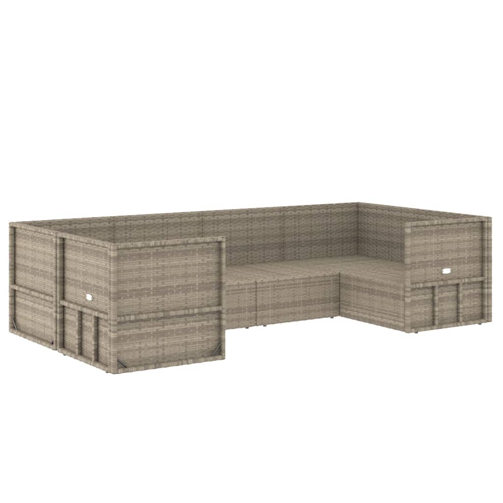 Salon de jardin meuble d'extérieur ensemble de mobilier 6 pièces avec coussins gris résine tressée