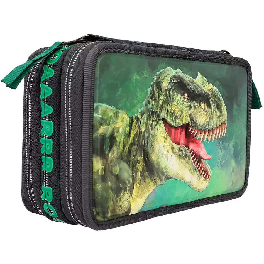 Depesche 3-Fach Federtasche mit 3D Effekt Dino World 20 x 13 cm grün