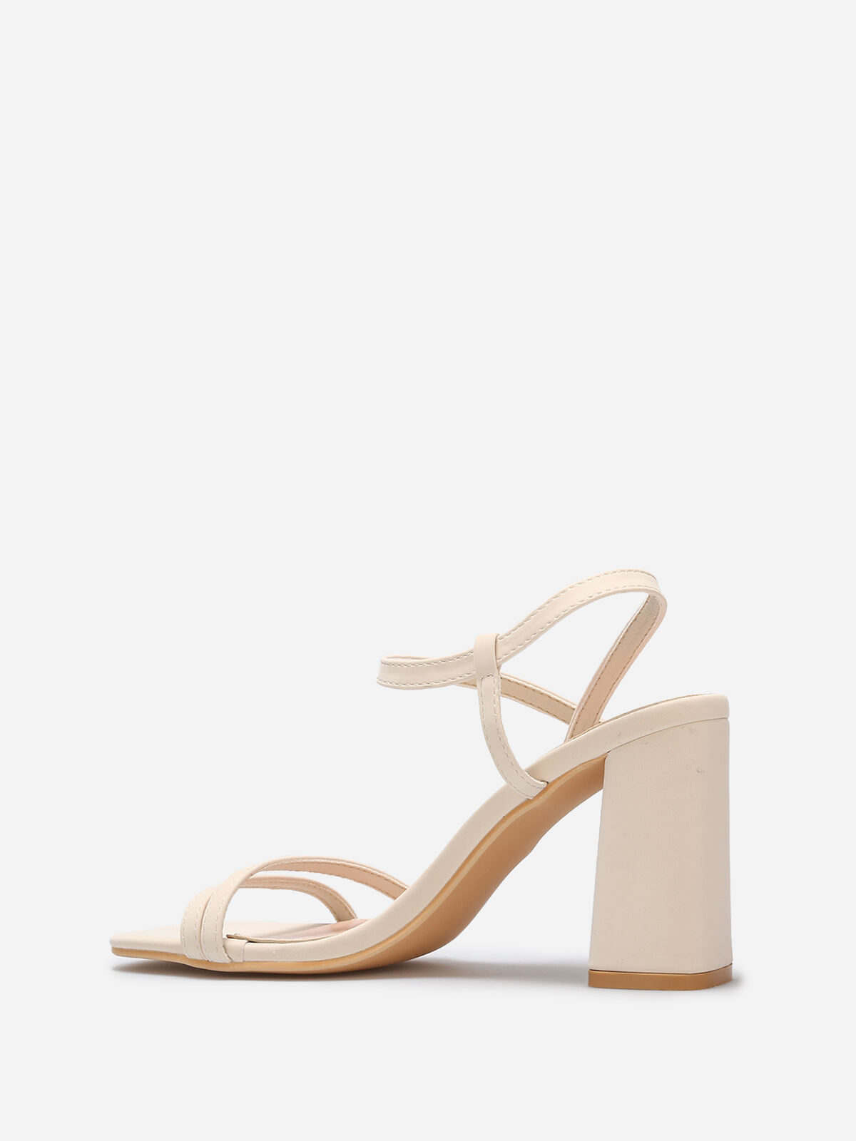 Sandales en simili mat à fines brides- Beige