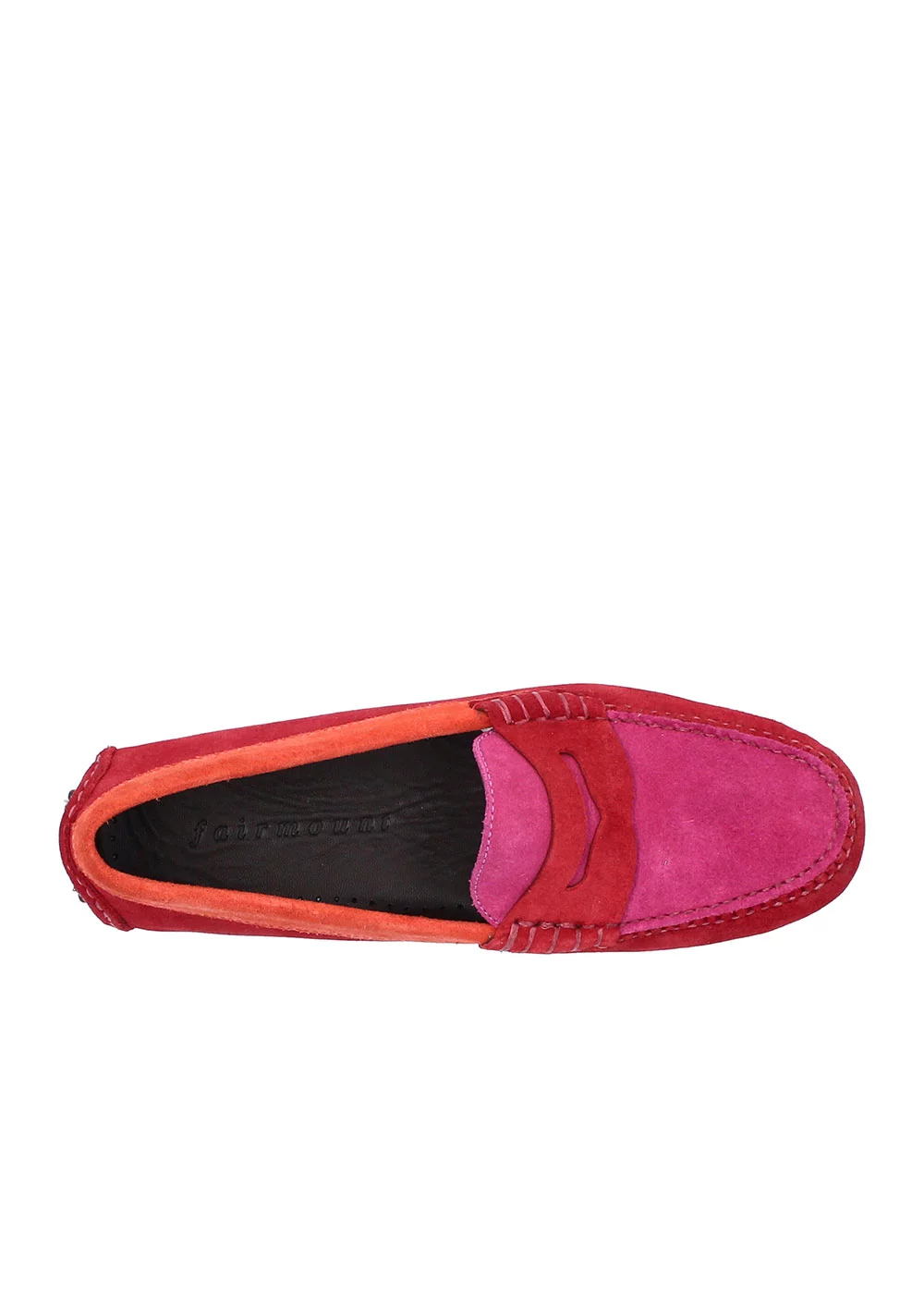 MOCASSIN BUCK DRIVER VELOURS TRICOLORE ROUGE