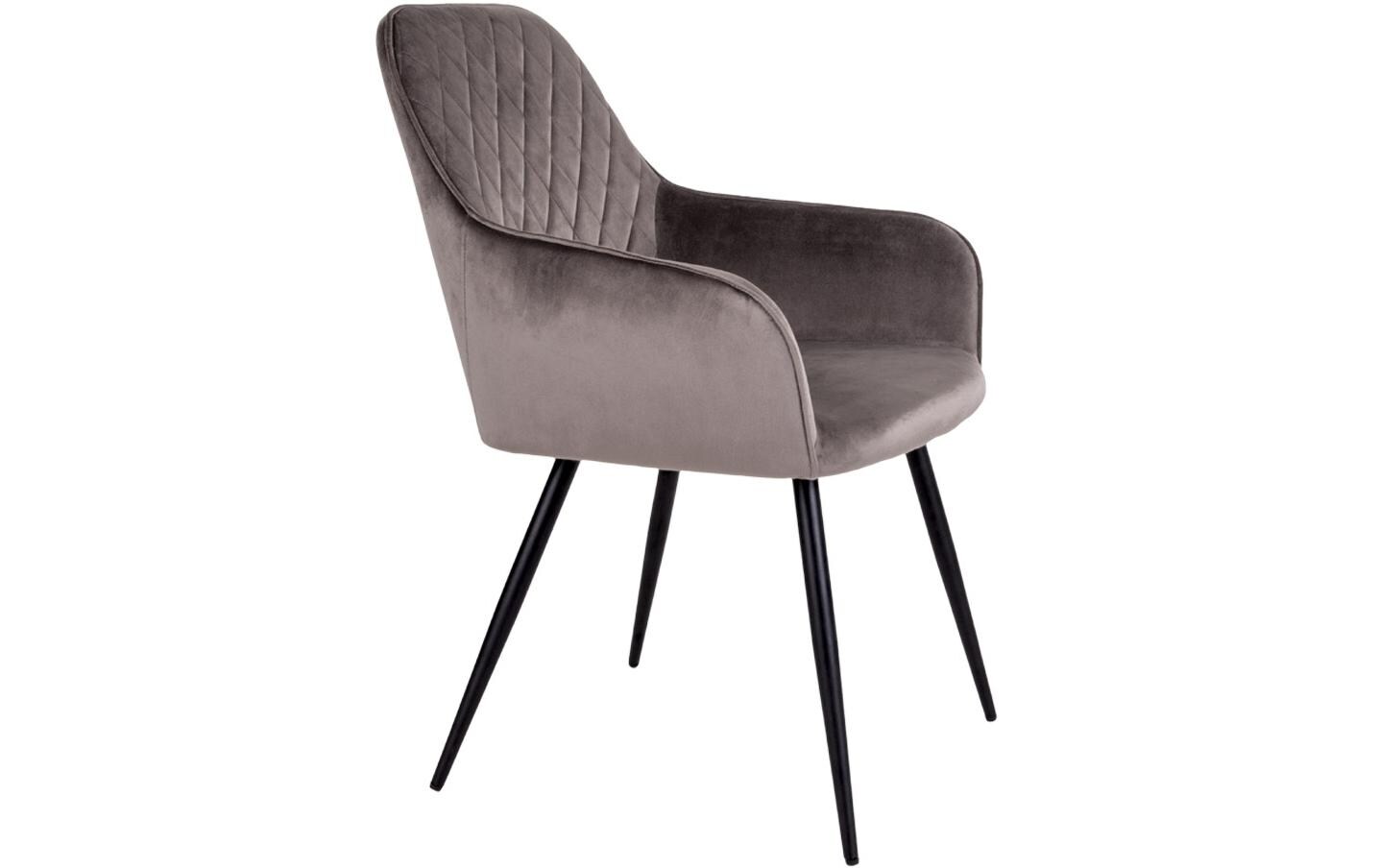 Stuhl Harbo 65 x 57 x 87, Grau/Schwarz, 2 Stück<br>Esszimmerstuhl mit Armlehnen und Rautensteppung