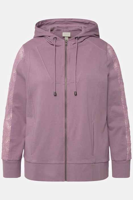 Hoodiejacke, Spitze, Kapuze, Biobaumwolle