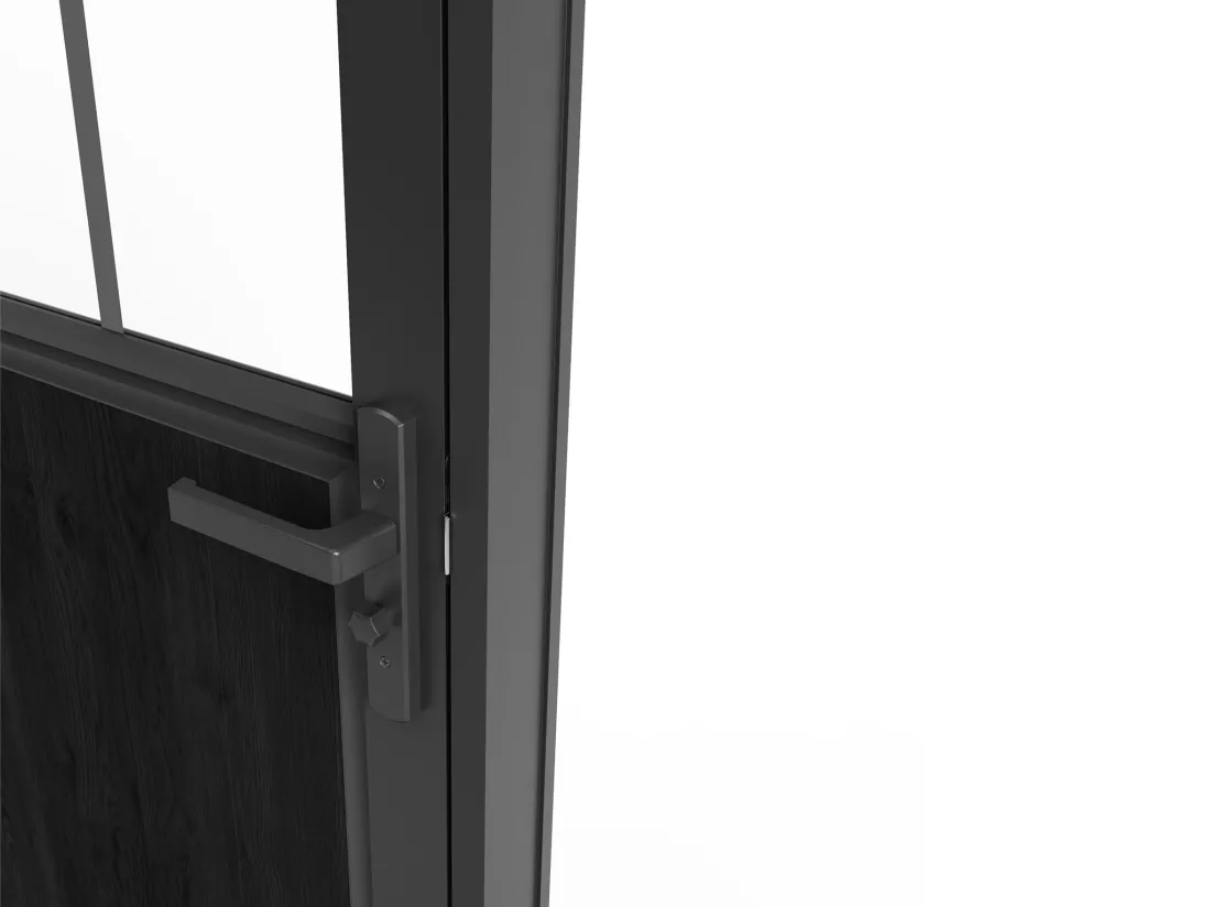 Bloc porte réversible en aluminium et verre trempé style atelier - H204 x L83 cm - Noir - ERMELO