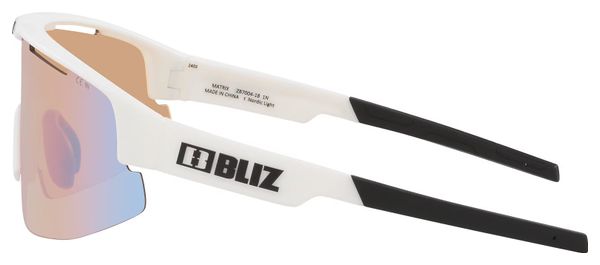 Lunettes Bliz Matrix Blanc Mat - Ecran miroir Orange/Bleu