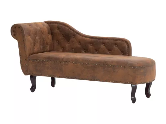 Prolenta Premium - Chaise longue Marron Similicuir daim