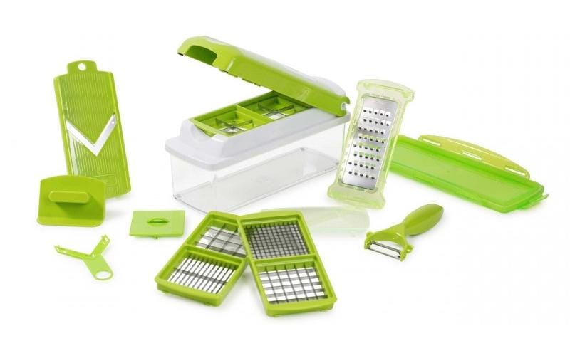 Gemüseschneider Genius Nicer Dicer Plus 13-teilig, GrünVerstellbarer Hobel