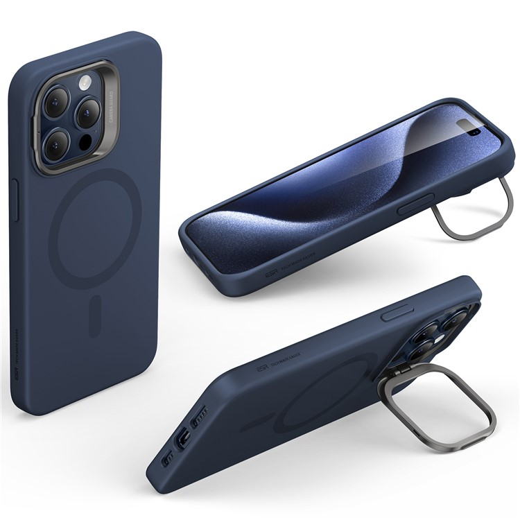 iPhone 15 Pro Max Cloud Series MagSafe Silikon Case Hülle   Kickstand - Dunkelblau