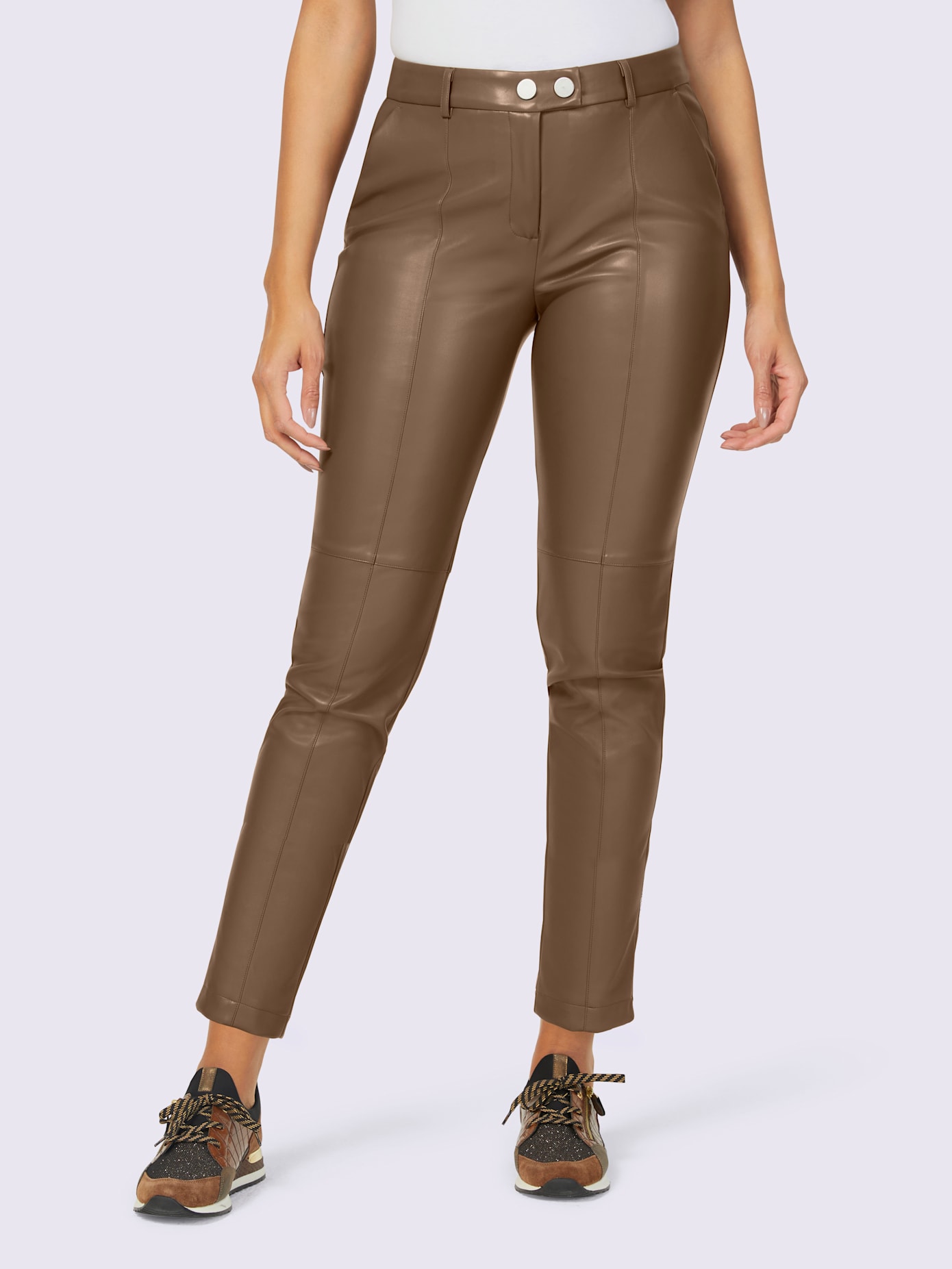 Pantalon en imitation cuir coutures de séparation affinantes