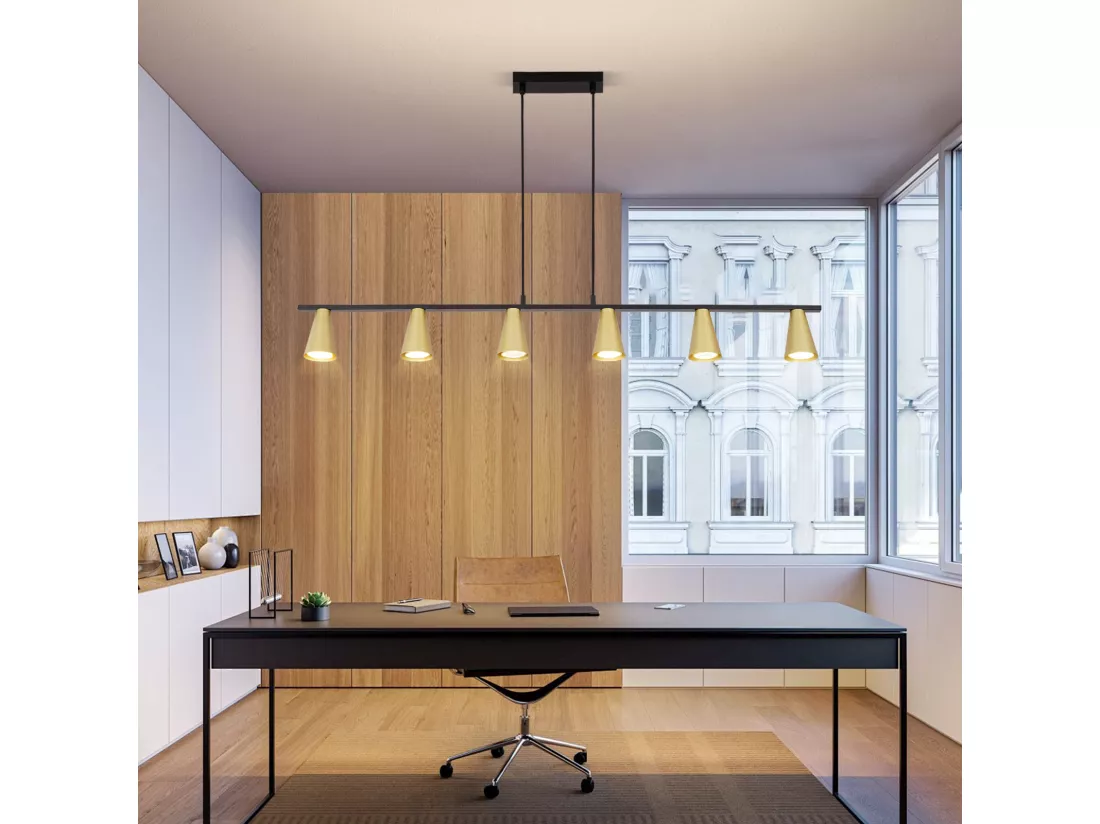 NETTLIFE Lampe suspendue table à manger suspension GU10 : lampe de salle à manger 6 ampoules en métal noir doré moderne industriel