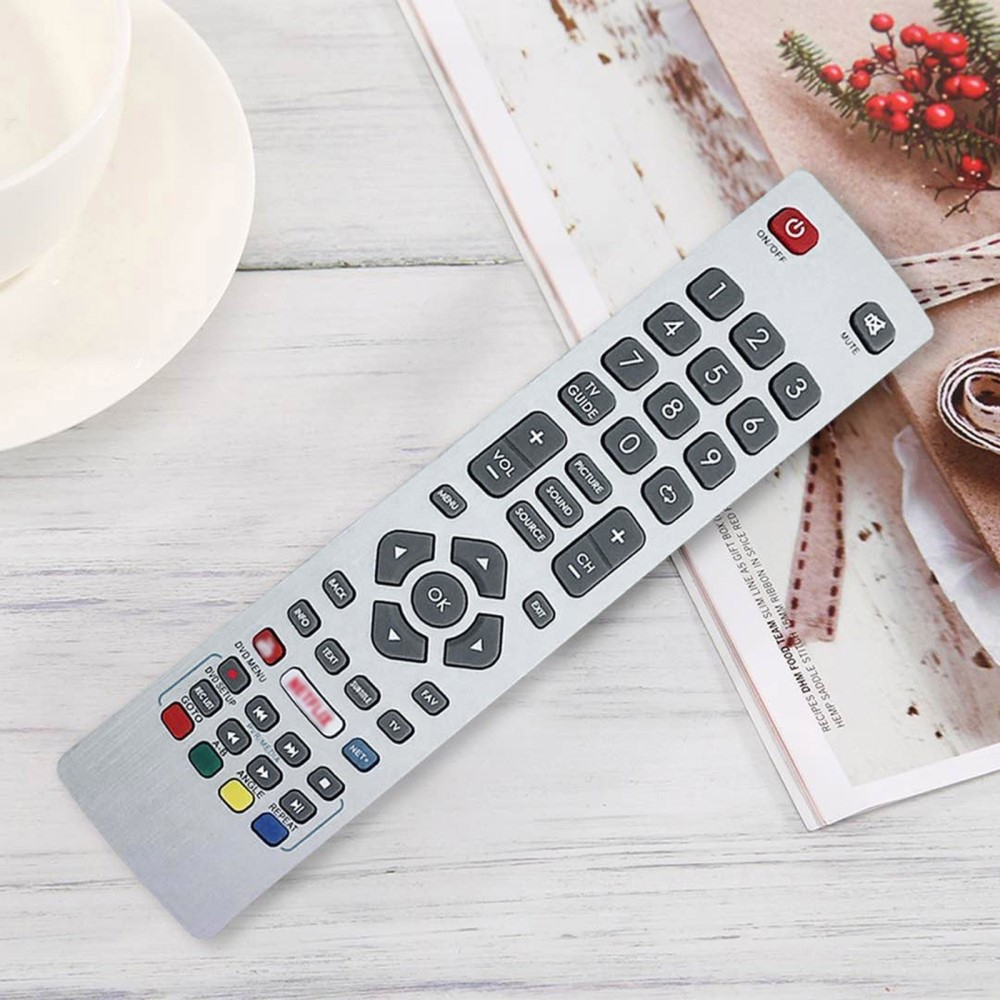 Universal Ersatz Fernbedienung mit 49 Tasten für Sharp Aquos Smart TV Geräte (LCD / LED / Plasma) - Grau