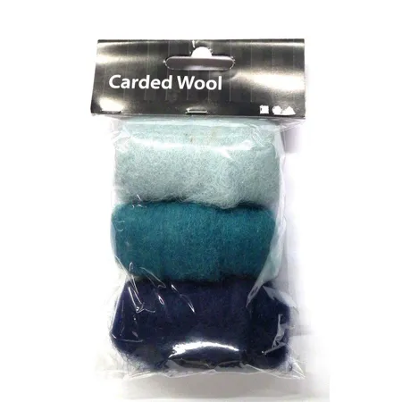 Creative Company Märchenwolle hellblau, türkis und nachtblau, 3 x 10g