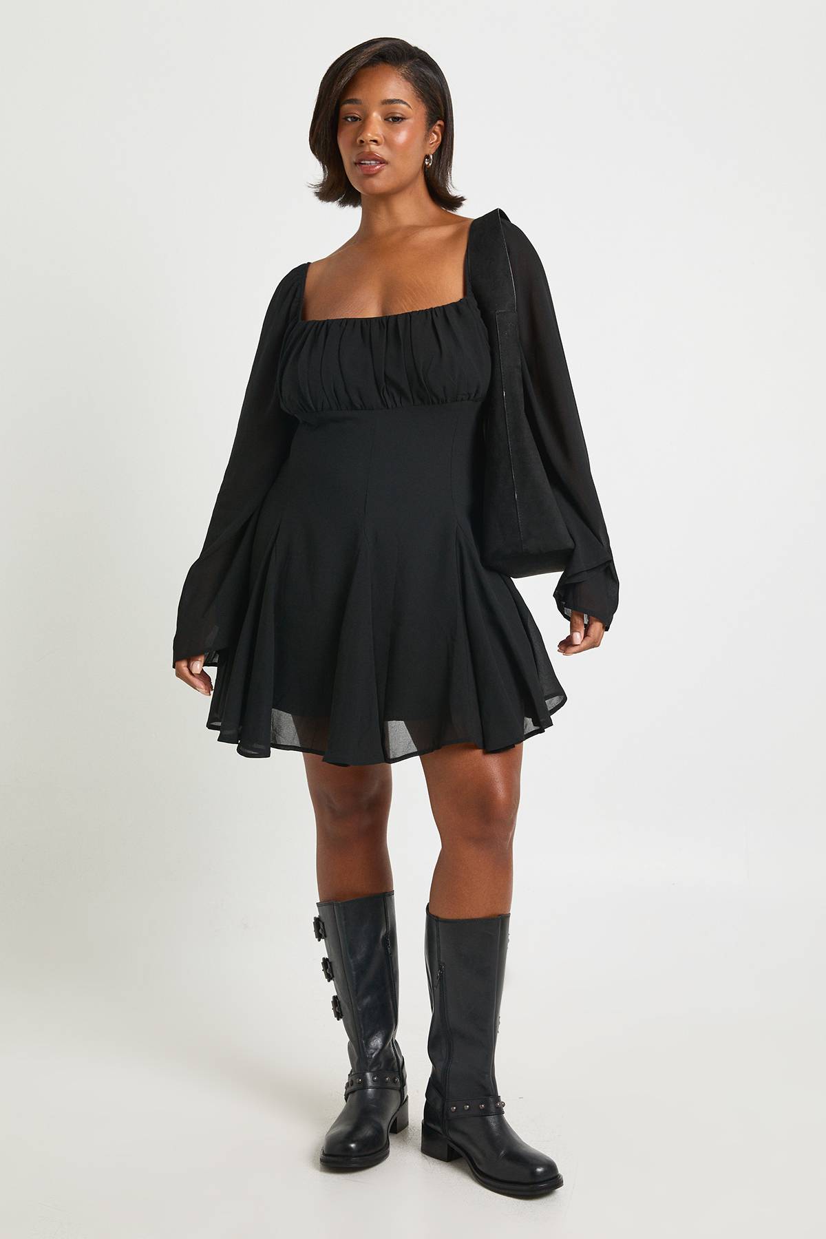boohoo Plus Chiffon Godet Patineuse
