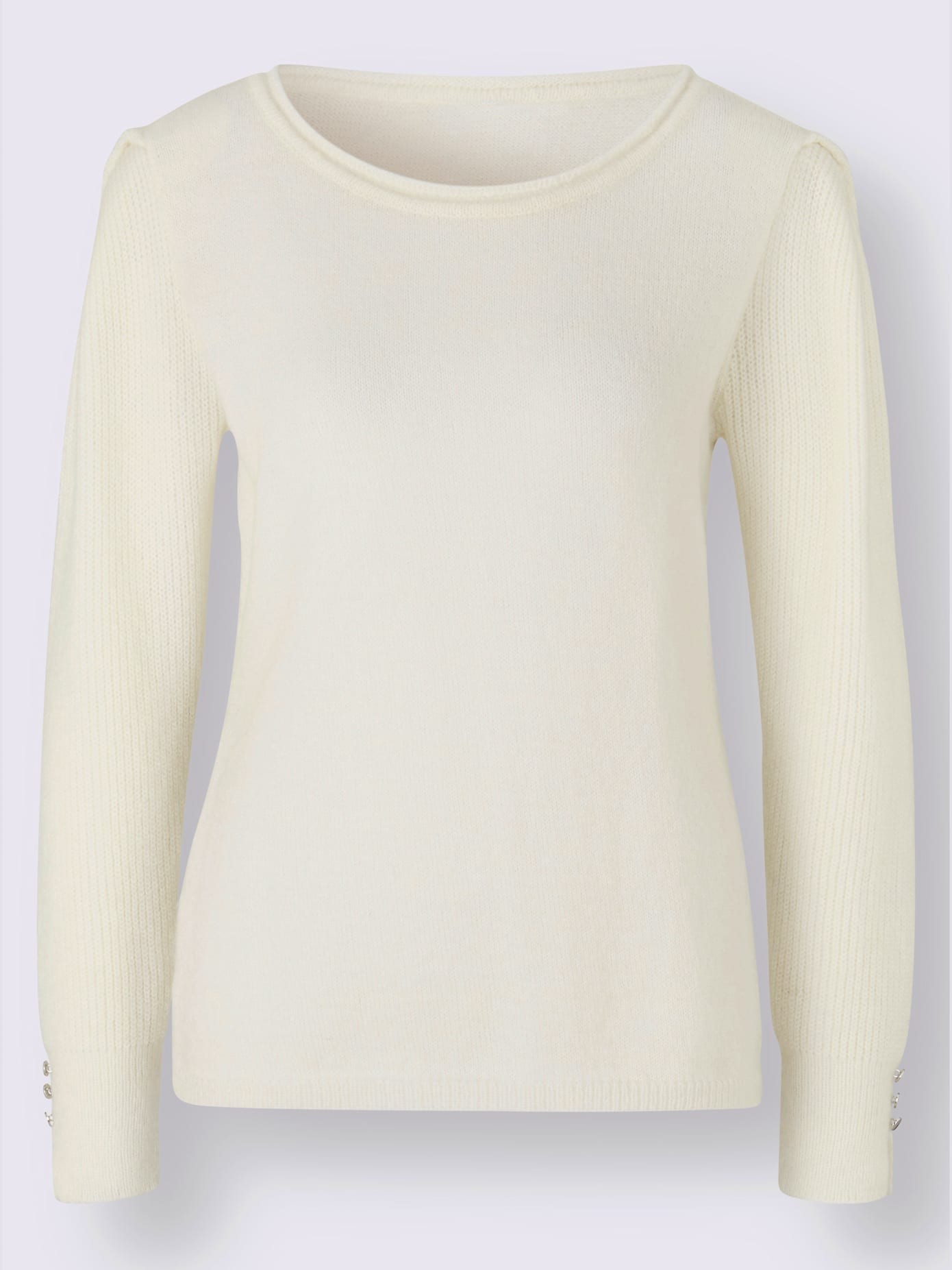 Pull encolure ronde épaules plissées