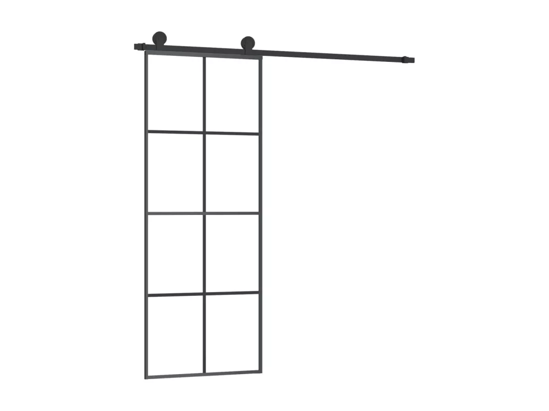 Porte coulissante avec kit de quincaillerie 76x205 cm Verre ESG