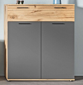 Schuhkommode Mason Basalt grau Nox Oak braun 90x104x37 cm