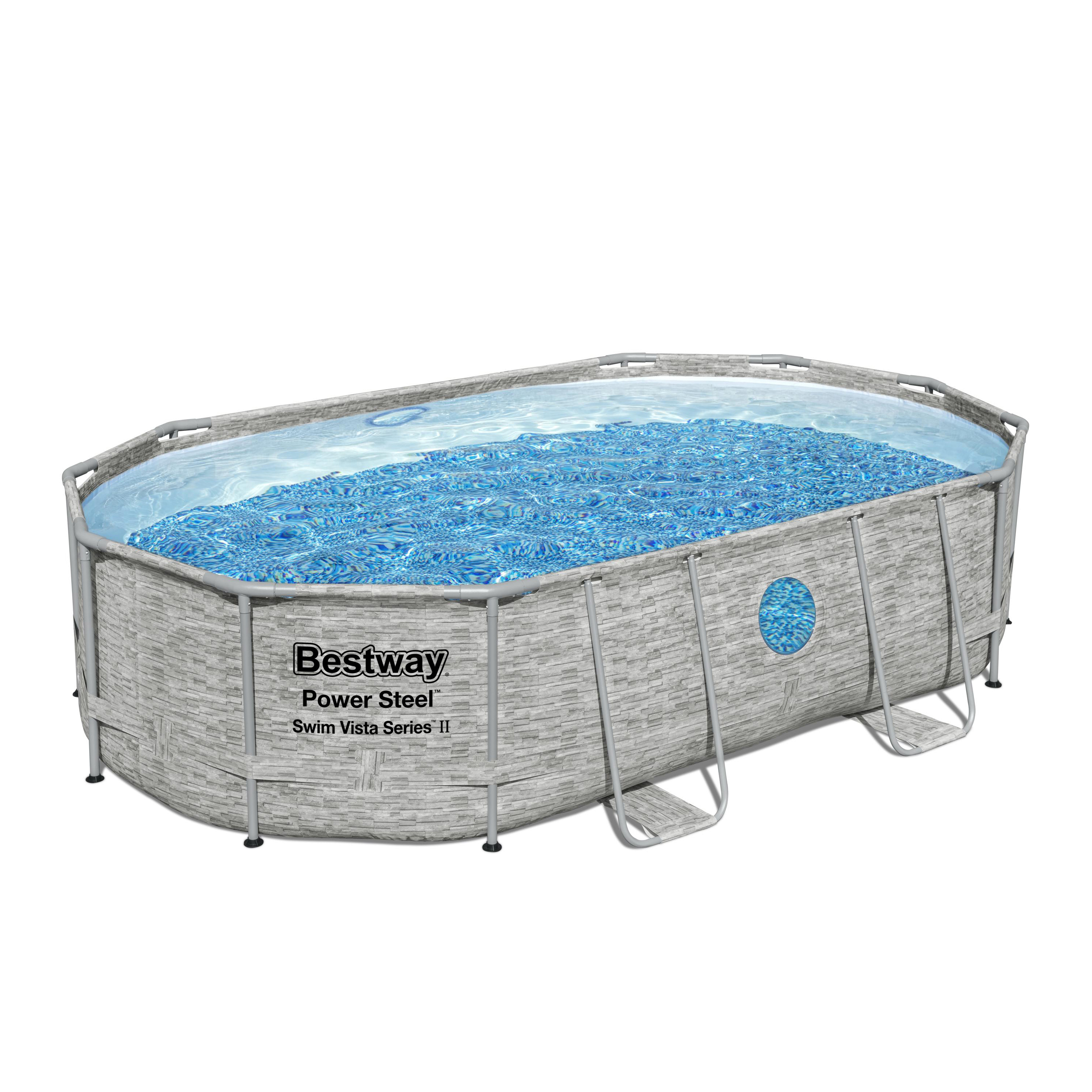 Bestway Pool Komplett-Set Steinwand-Optik 488 x 305 x 107 cm