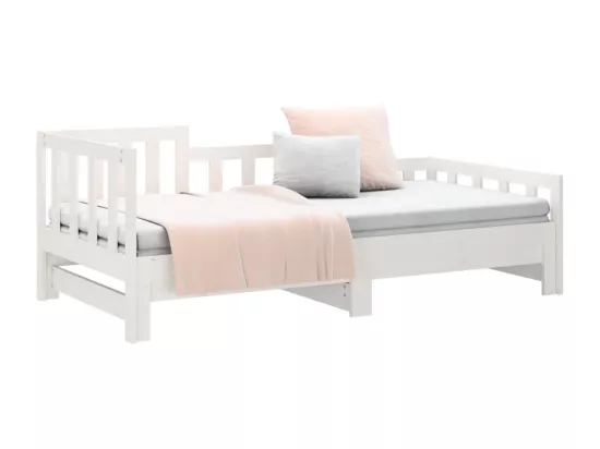 Lit coulissant sans matelas blanc 2x(90x200) cm