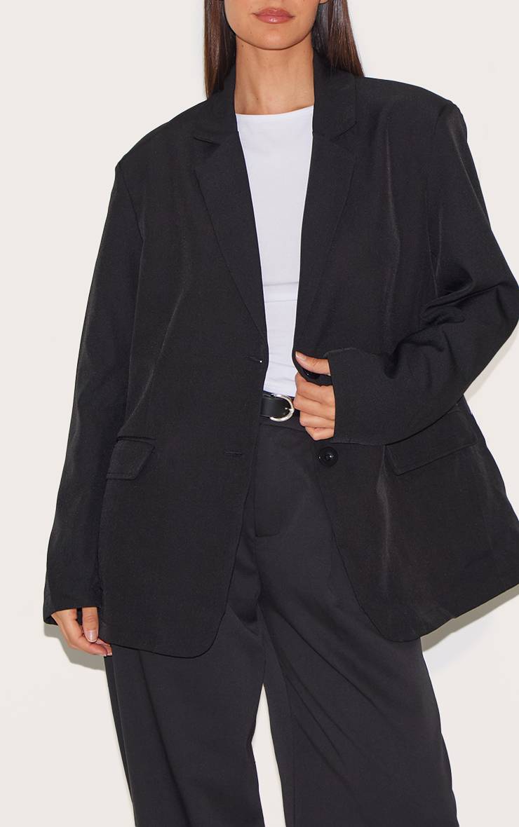 Noir Blazer Oversize Structuré À Détails De Coutures