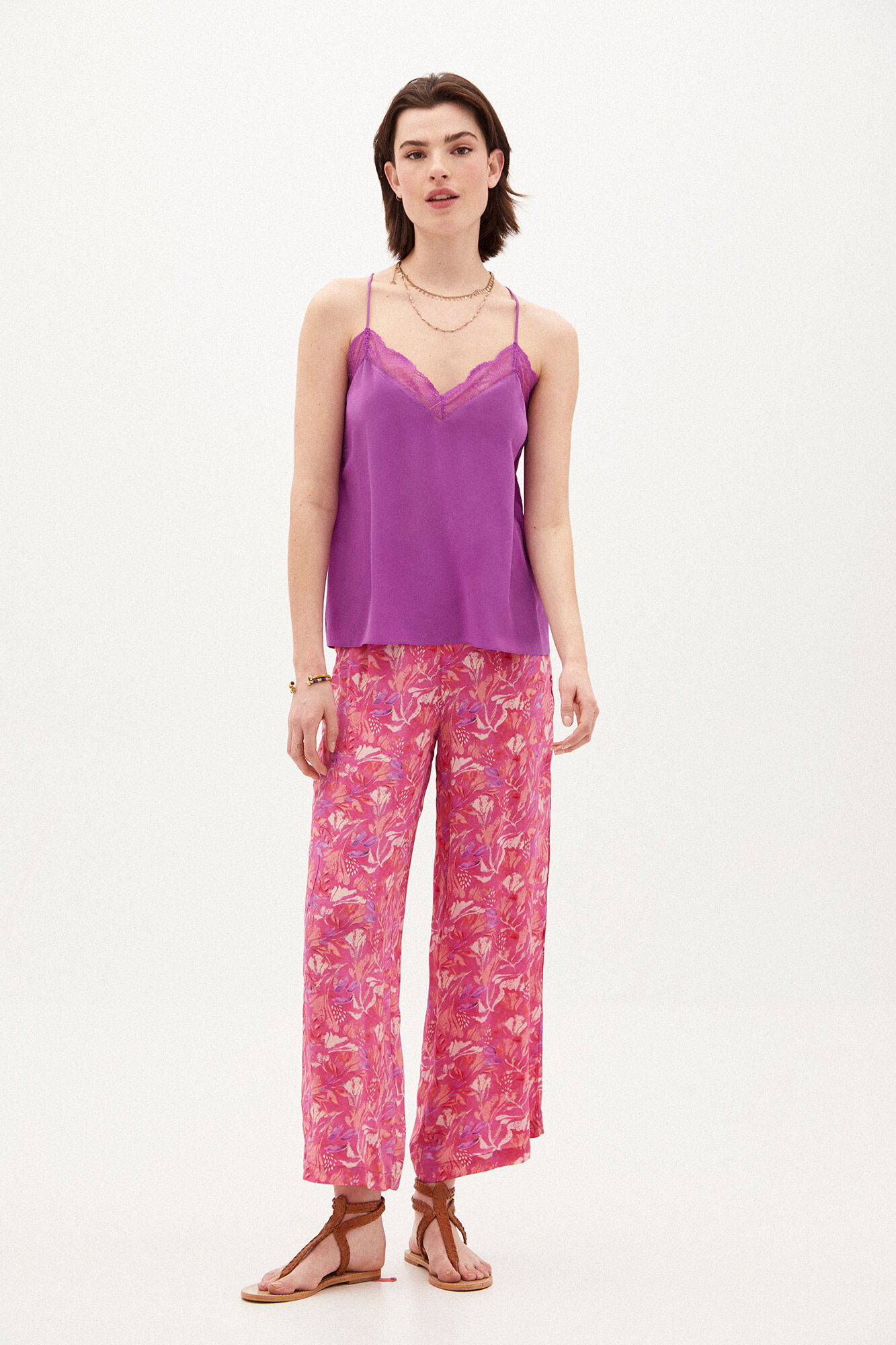 Top com suspensórios Marcela Silk - Rosa