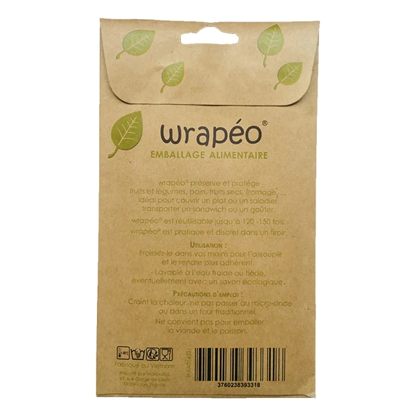 Set de 3 feuilles de conservation cire végétale - taille M Wrapéo