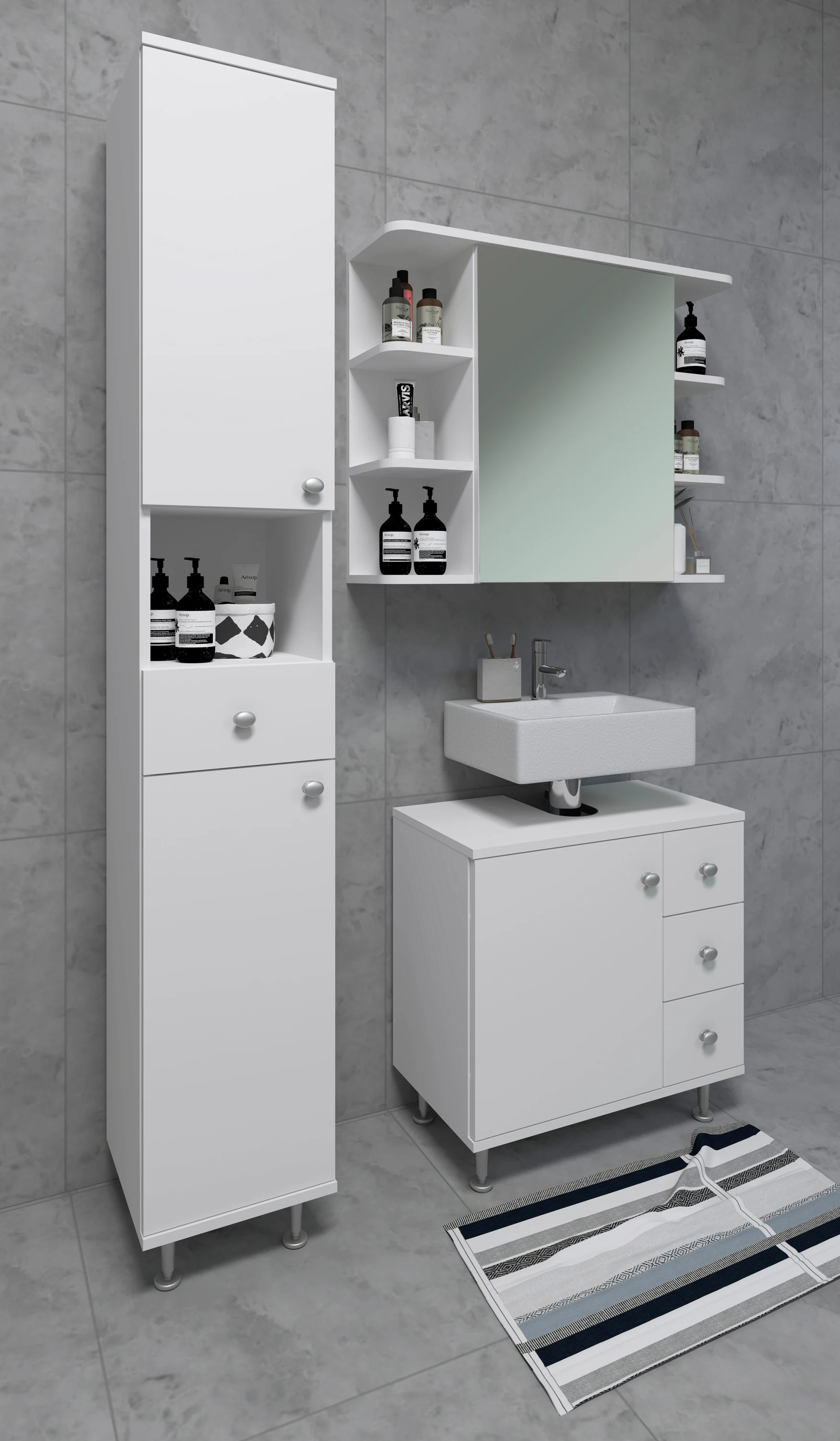 VCM Badspiegel Wandspiegel Hängespiegel Spiegelschrank Badezimmer Ablage Nilosi