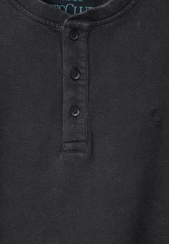 Washed Henleyshirt - faded black