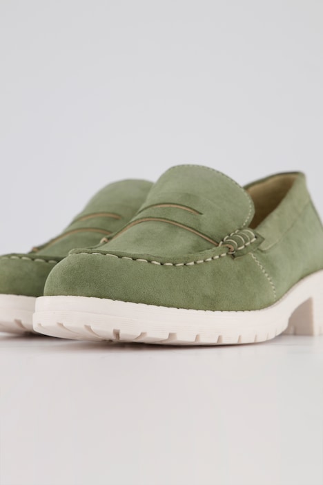 Leder-Loafer, Lederspange, Blockabsatz, Weite H
