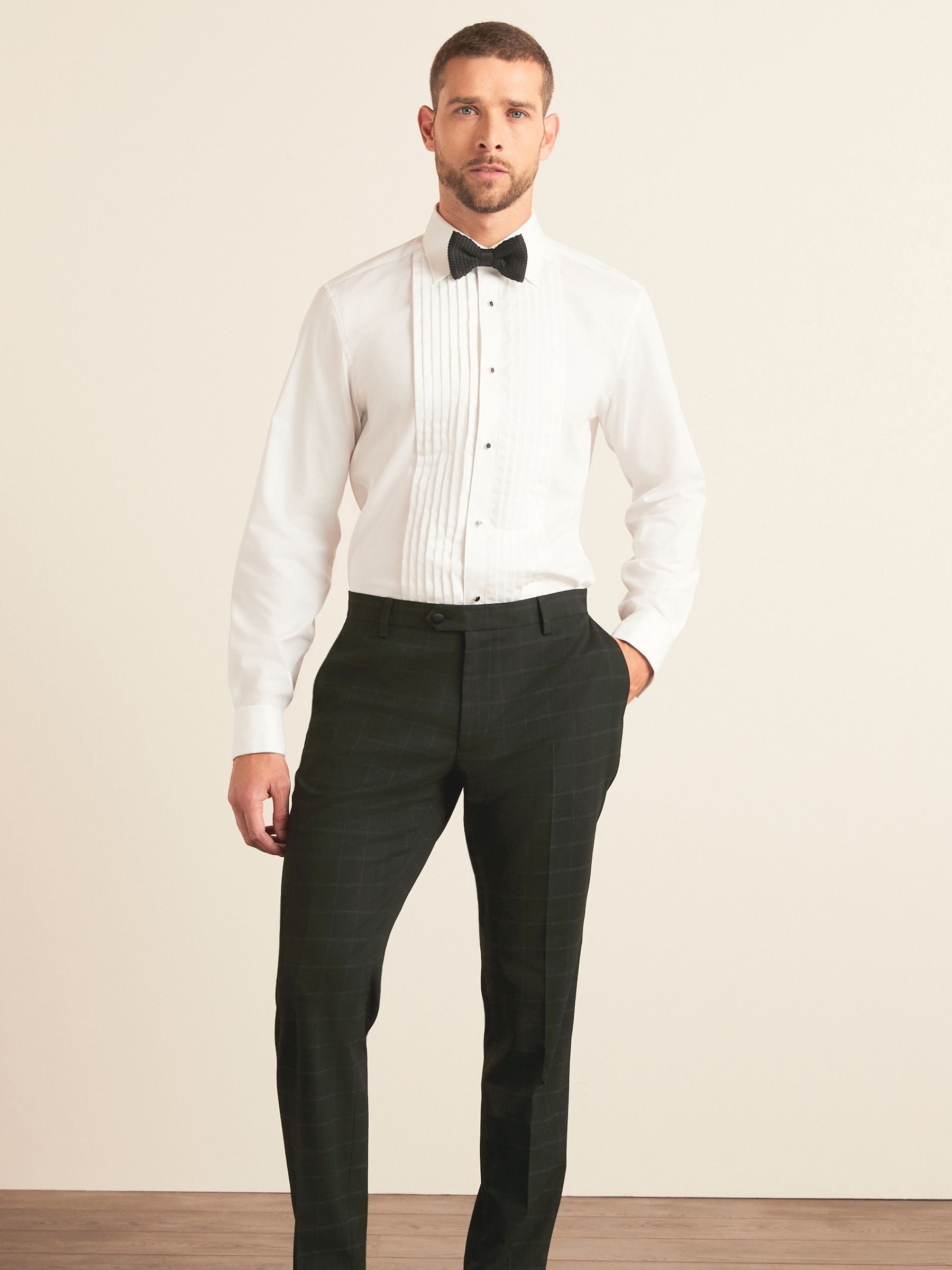 Zwart - Skinny-fit smoking met ruitmotief: pantalon
