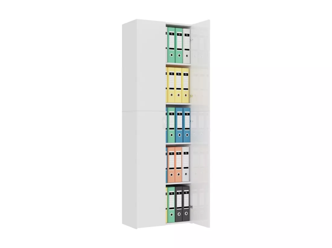 Armoire de bureau Blanc brillant 60x32x190 cm Bois d'ingénierie