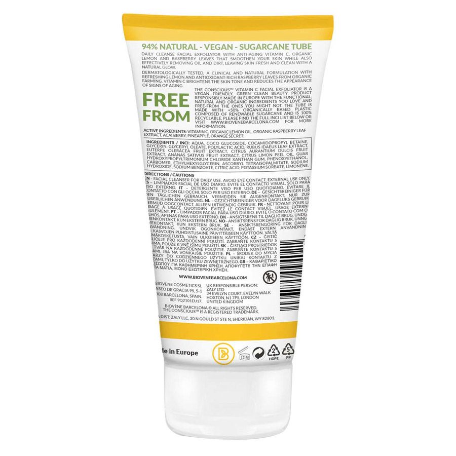 Biovène The Conscious Vitamin C Anti Wrinkle Facial Exfoliator Organic Lemon & Raspberry 150ml