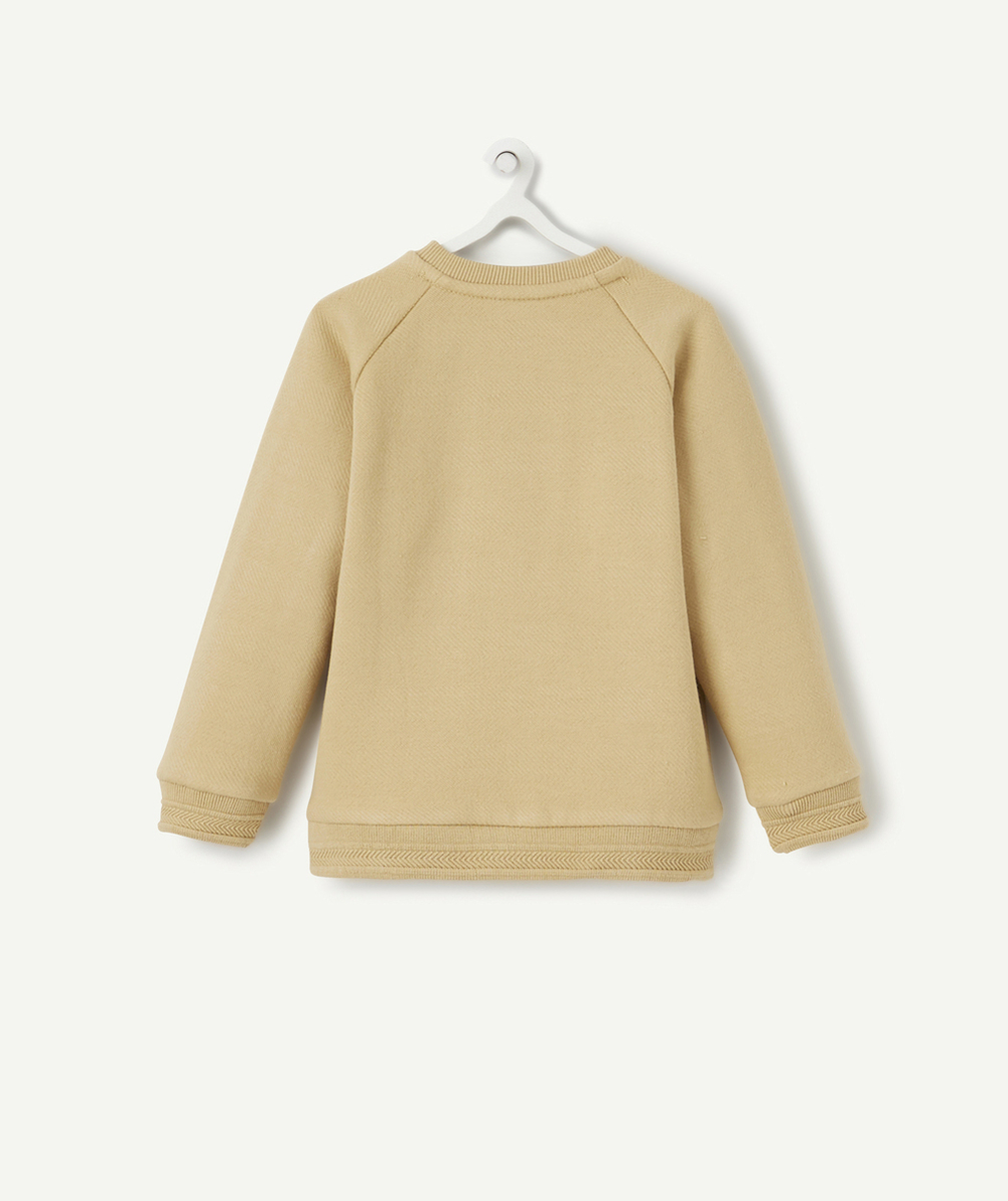 SWEAT BÉBÉ GARÇON EN FIBRES RECYCLÉES BEIGE AVEC MESSAGE