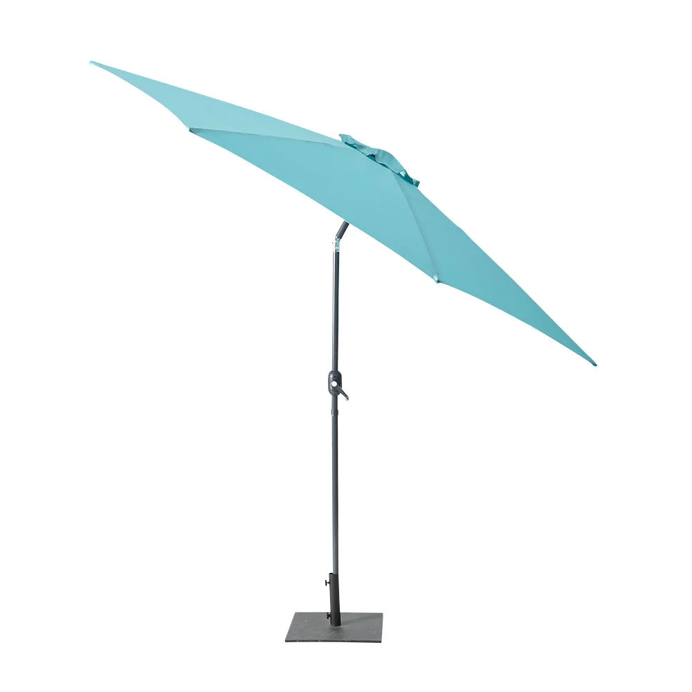 Parasol rond Tiago inclinable bleu émeraude Ø.300 x H.245 cm