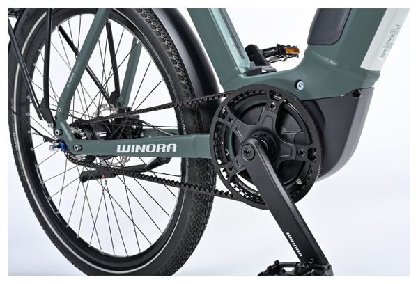 Vélo de Ville Électrique Winora Sinus R8Ef Wave Shimano Nexus Courroie 8V 500 Wh 650b Gris Bleu 2023