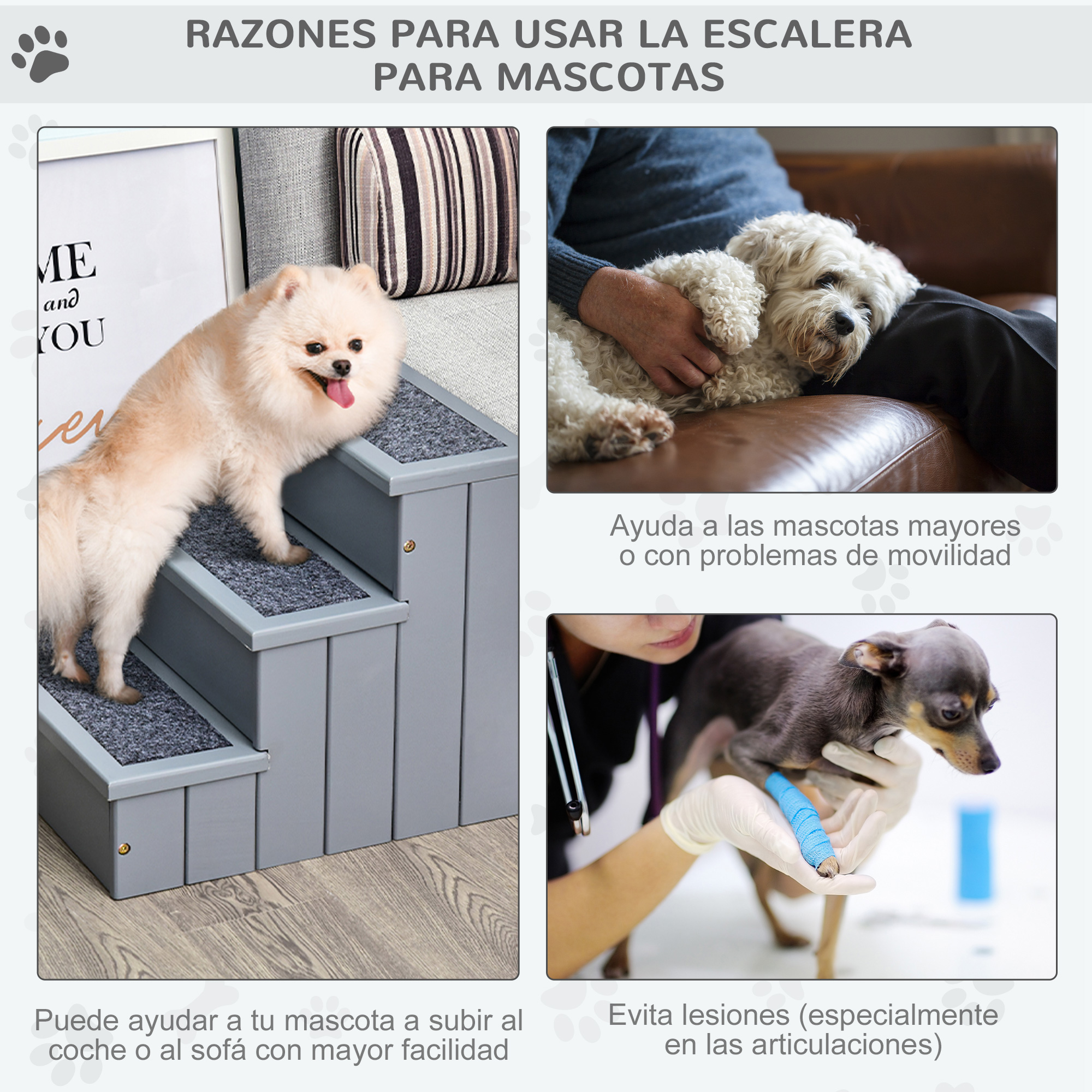 Escada para animais de estimação PawHut cinza