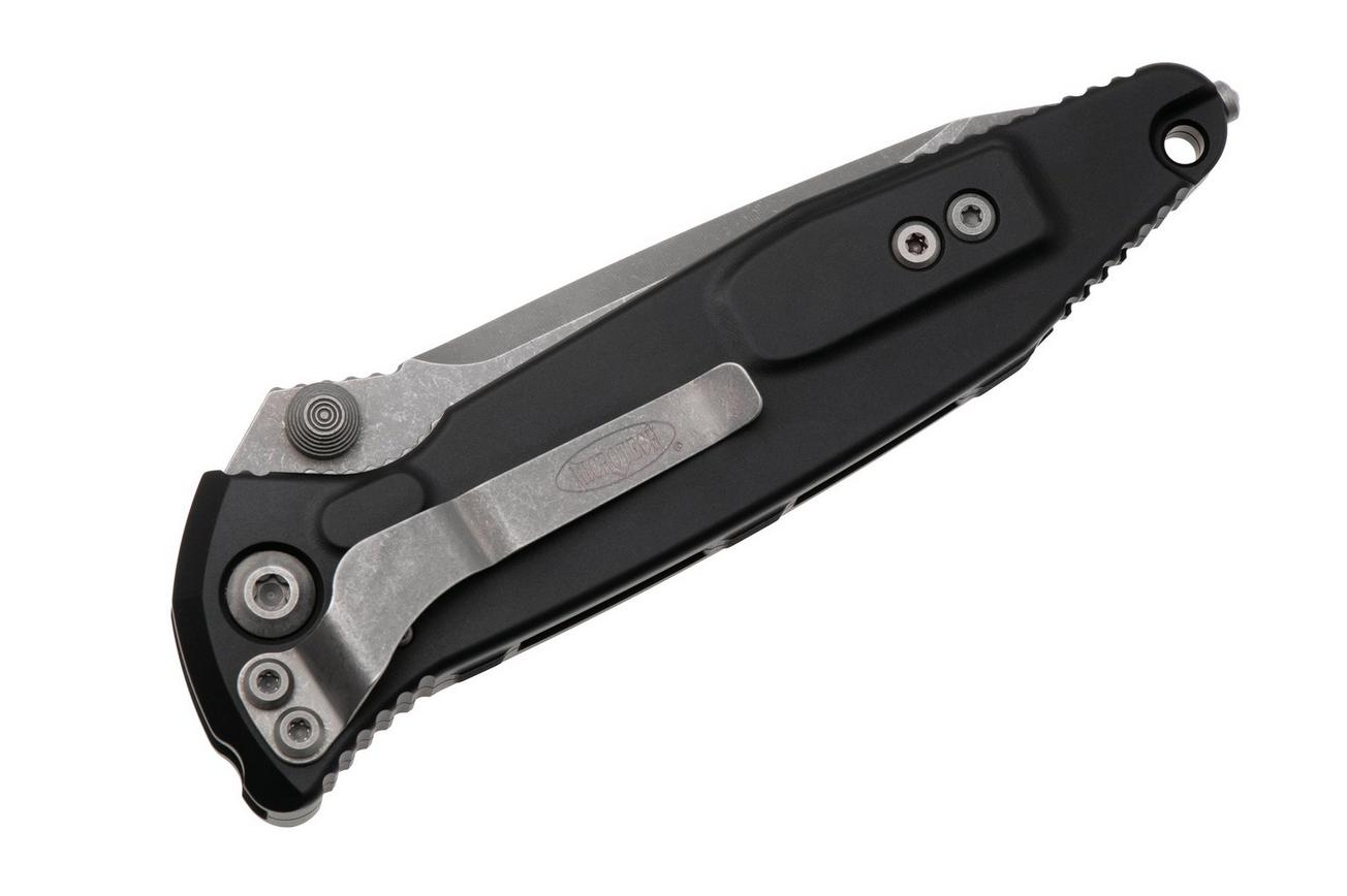 Microtech Socom Elite 161-10AP, Apocalyptic Stonewashed M390 Tanto, Black Aluminum zakmes