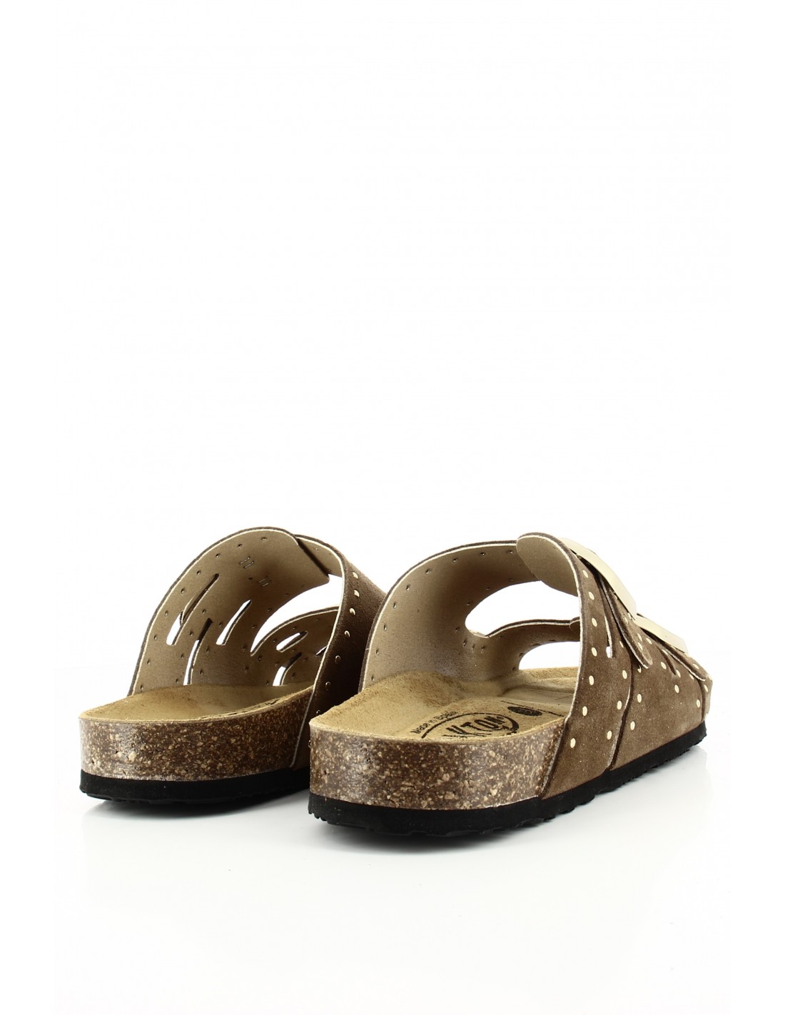 plakton Mules Femme Bermudas Cuir Marron