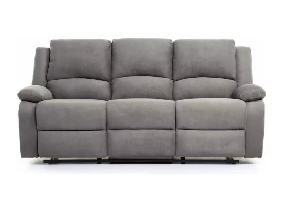 Ensemble canapé relax électrique Léo 3 places + fauteuil releveur en microfibre grise - Loungitude