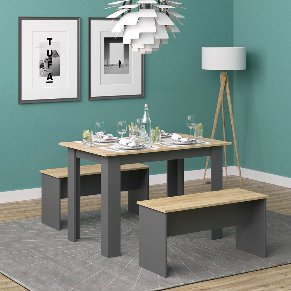 Vicco Tischgruppe Sitzgruppe Esszimmer Sentio Esstisch Anthrazit Eiche 110 cm
