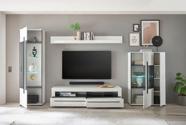 INOSIGN Wohnwand »Cantara, moderne Anbauwand, Wohnzimmer-Set, in Eiche Evoke oder Weiss« Set, 4 Stk. tlg.