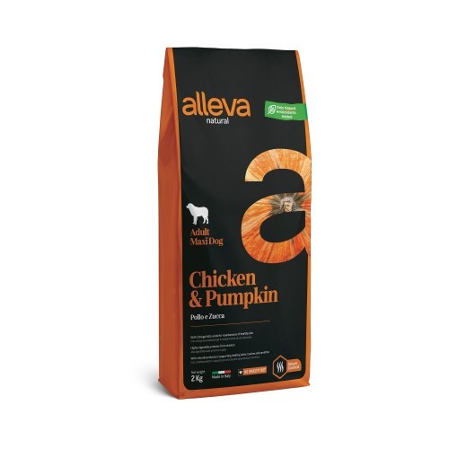 Ração Alleva Natural para Animais Adultos Maxi, Sabor Frango e Abóbora