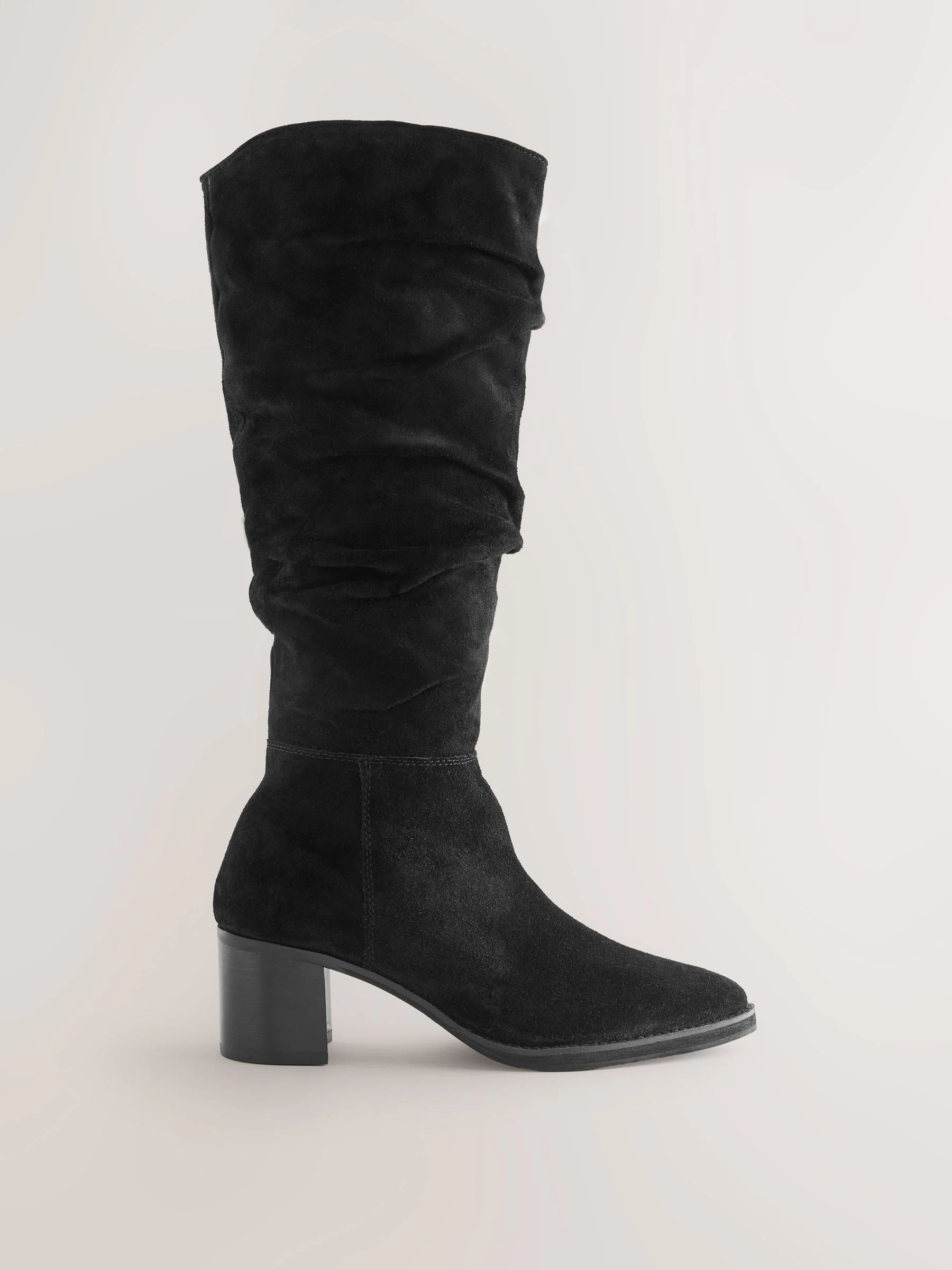 Zwart suède - Forever Comfort® Slouchy Knee High Block Heeled Boots