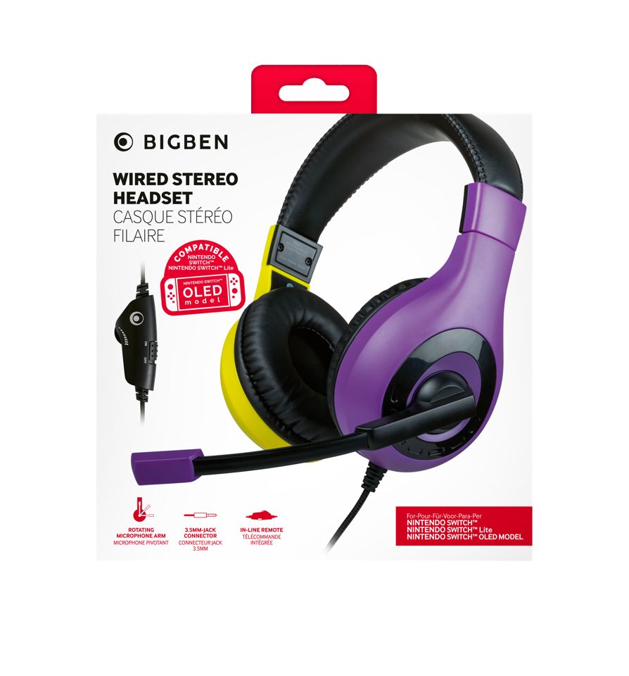 BigBen Interactive Stereo Gaming Headset V1 - Purple + Yellow (Switch)