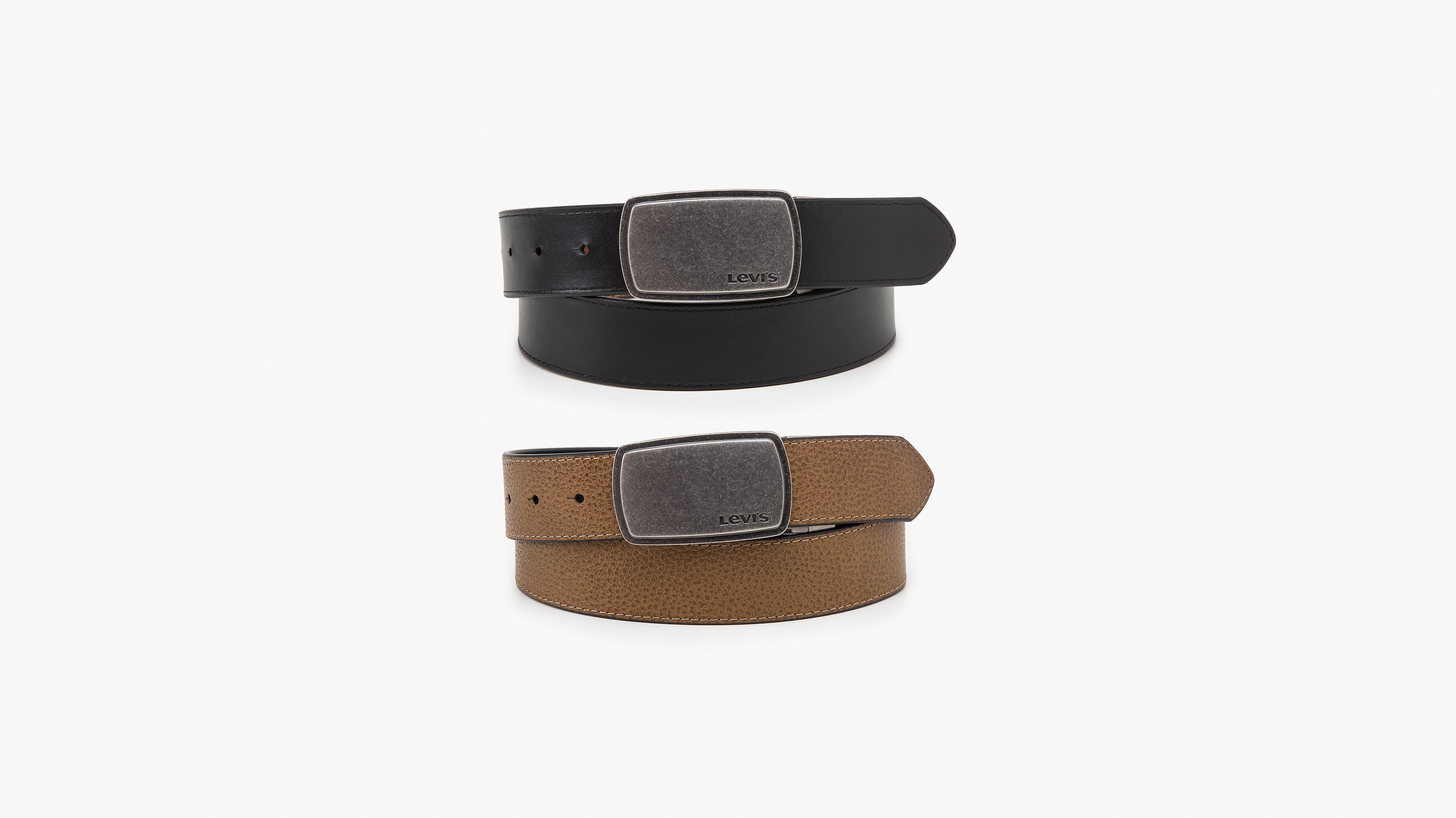 Plaque Reversible Belt - Tan - Beige